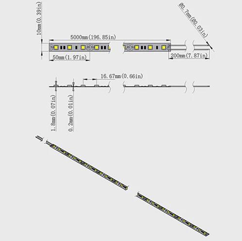 DC 12V Dimmable SMD5050-300 Flexible LED Strips 60 LEDs Per Meter 10mm Width 900lm Per Meter