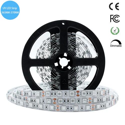 365nm 370nm SMD5050-300 12V 6A 72W UV LED Strip Light for Curing, Currency Validation