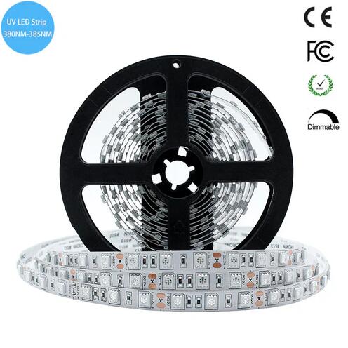 380nm 385nm SMD5050-300 12V 6A 72W UV LED Strip Light for UV Curing Currency Validation