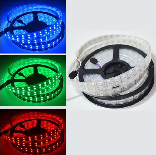 16.4FT/5M RGB LED Strips Lighting, SMD5050-600 120 LEDs Per Meter Double Row Flexible LED Strips, 15mm Width