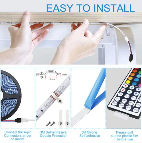 RGB LED Strip Lights, 32.8FT/10M SMD5050 300leds Waterproof RGB Color Changing LED Strip Light Kit