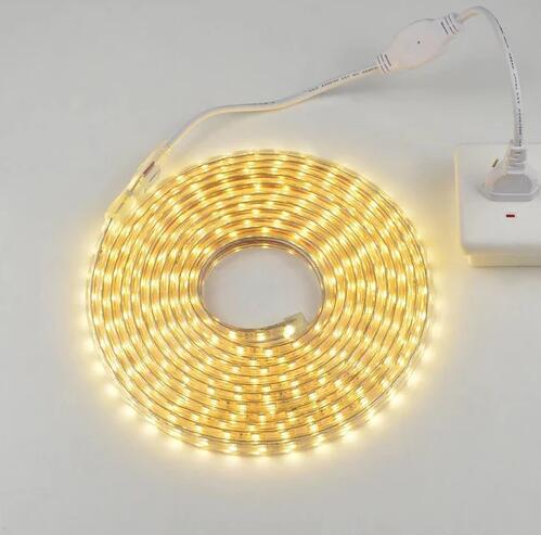 AC 110V 220V SMD5050 High Voltage Flat Strip Light 60 LEDs Per Meter 12mm Width with Wall Outlet Power Plug