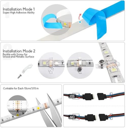32.8ft (10Mtrs) 600LED SMD5050 RGBW Strip LED Kit Music Sync, IR Remote, WiFi APP Controlled, Alexa Compatible