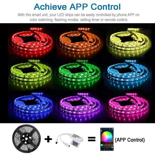 32.8ft (10Mtrs) 600LED SMD5050 RGBW Strip LED Kit Music Sync, IR Remote, WiFi APP Controlled, Alexa Compatible