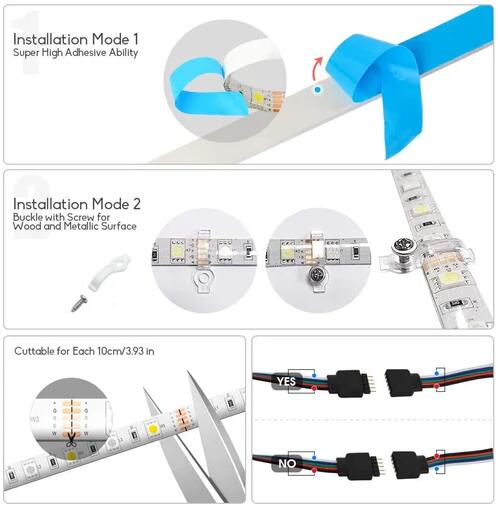 16.4ft（5Mtrs) 300LED SMD5050 RGBW LED Strips Light Kit Music Sync, IR Remote, WiFi APP Controlled, Alexa Compatible