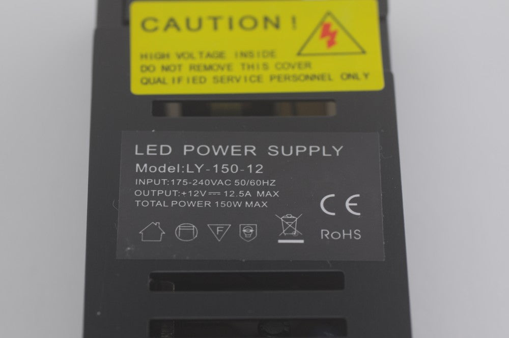 Black 12V 12.5A LED Power Supply 150 Watt LED Power Supplies For LED Strips LED Lighting