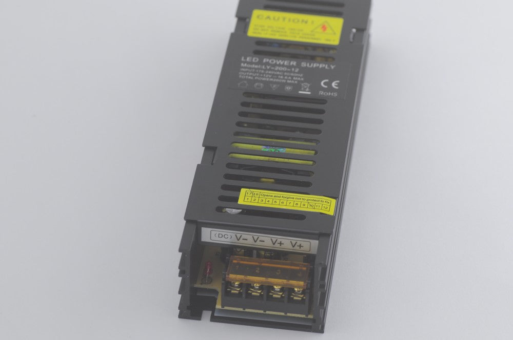 Black 12V 16.6A LED Power Supply 200 Watt LED Power Supplies For LED Strips LED Lighting