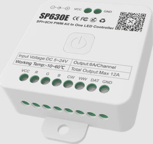 SP630E All-in-One SPI + 5CH PWW LED Controller Bluetooth Music Controller for LED Strips and LED Lights iOS/Android App Control