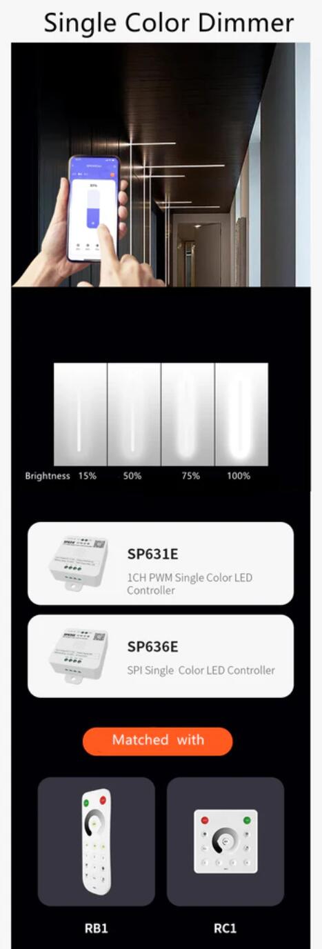 SP630E All-in-One SPI + 5CH PWW LED Controller Bluetooth Music Controller for LED Strips and LED Lights iOS/Android App Control