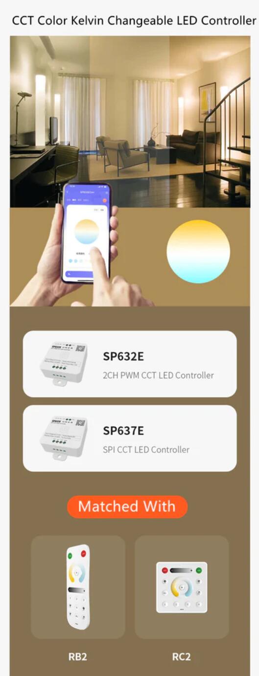 SP630E All-in-One SPI + 5CH PWW LED Controller Bluetooth Music Controller for LED Strips and LED Lights iOS/Android App Control