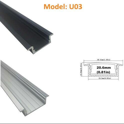 Seperate Aluminum Housing Only for U-Shape and V-Shape LED Aluminum Profile, Fit for U01, U02, U03, U04, U05, U06, V01, V02, V03