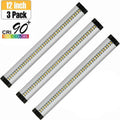 3pcs Pack Silver Finish LED Under Cabinet Lighting Kit Dimmable CRI90 Ultra Thin SMD2835 12V 15W 900 Lumens with Dimmer & Power Supply Included