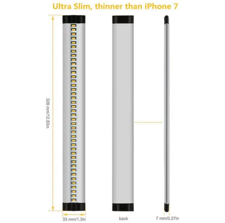 3pcs Pack Silver Finish LED Under Cabinet Lighting Kit Dimmable CRI90 Ultra Thin SMD2835 12V 15W 900 Lumens with Dimmer & Power Supply Included