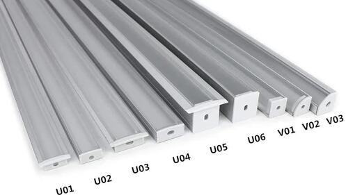 Silver U01 9x23mm U-Shape LED Aluminum Channel System for LED Strip Light Installation