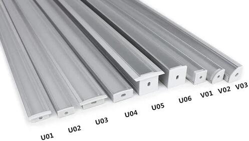 Silver U02 Profile 9x17mm U-Shape LED Aluminum Channel System for LED Strip Light Installations