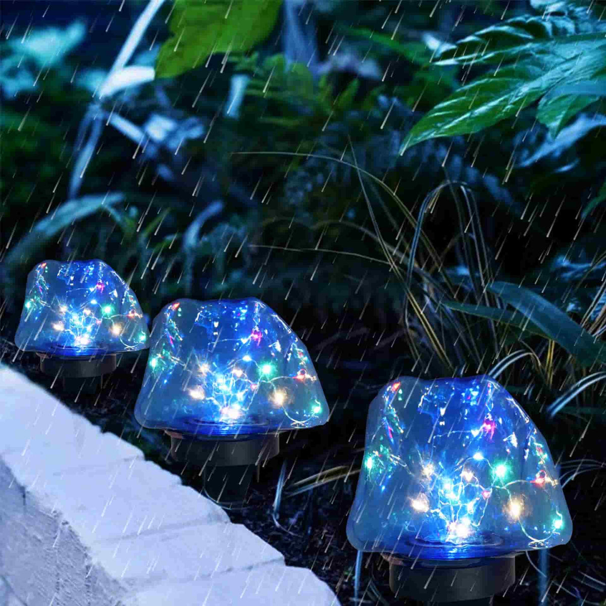 Solar Colorful Stone Lights, Outdoor Floor Plug Lights For Lawn Garden Park Decorative LED Lights