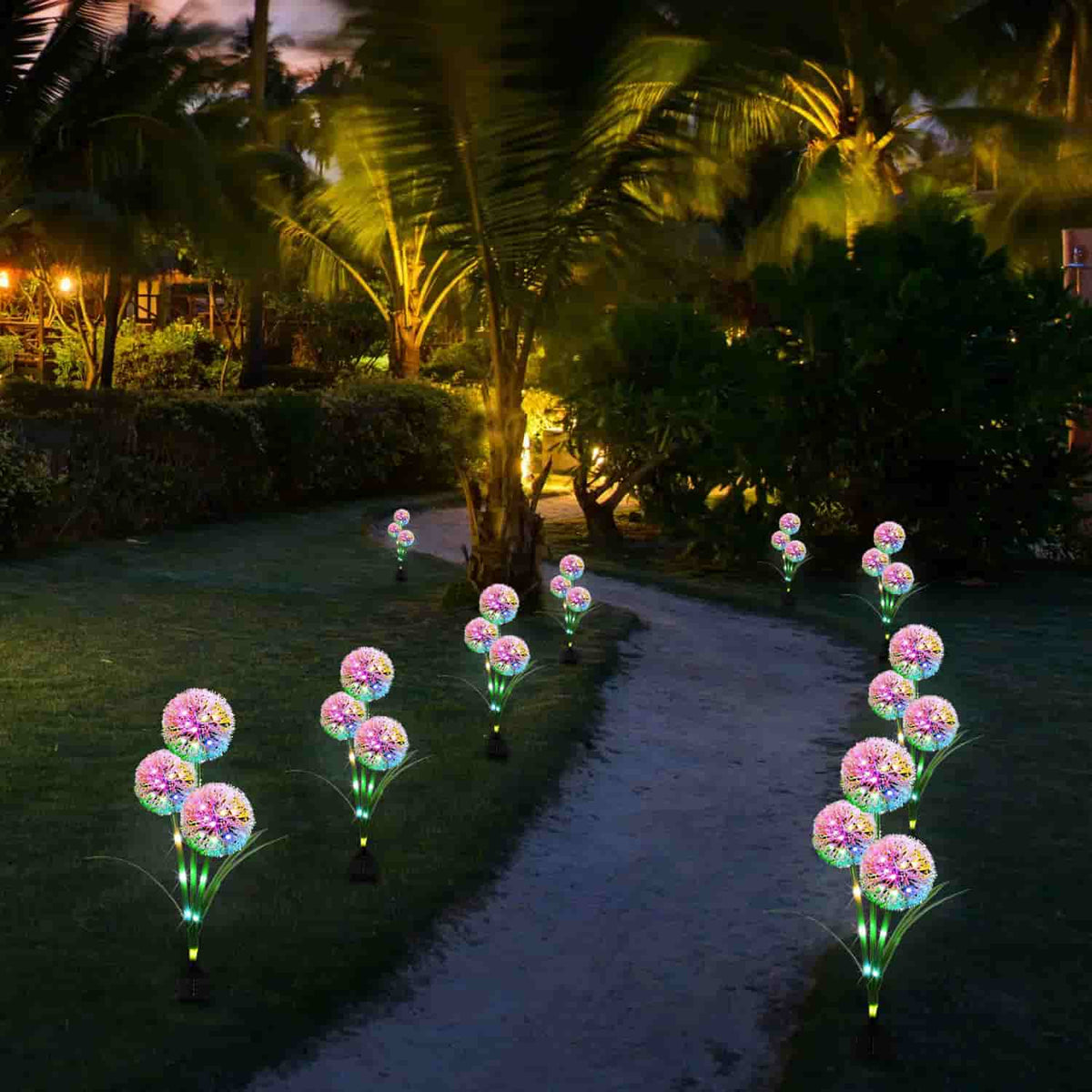 Solar Dandelion LED Lights for Your For Garden, Patio, Yard, Landscape Decor - 2 Pack
