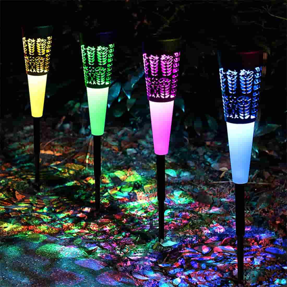 Solar Garden Lights, Waterproof Multi-Colored Solar Landscape Lights for Yard, Patio, Walkway, Garden Decor(2 Pack)