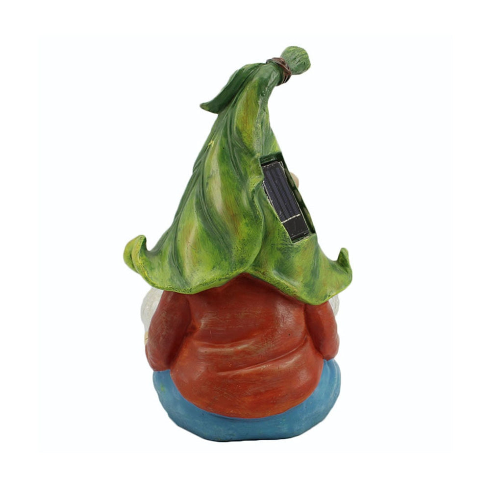 Solar Garden Lights, Meditating Gnome Statue with Double Solar Power Light Orbs Design for Patio, Yard, Landscape Decoration