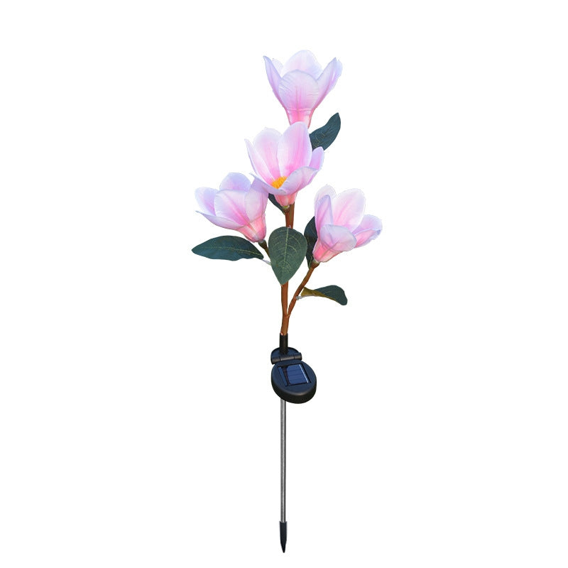 Solar Magnolia Flower Lights Outdoor Decorative for Garden Patio Yard Patio Pathway Decoration