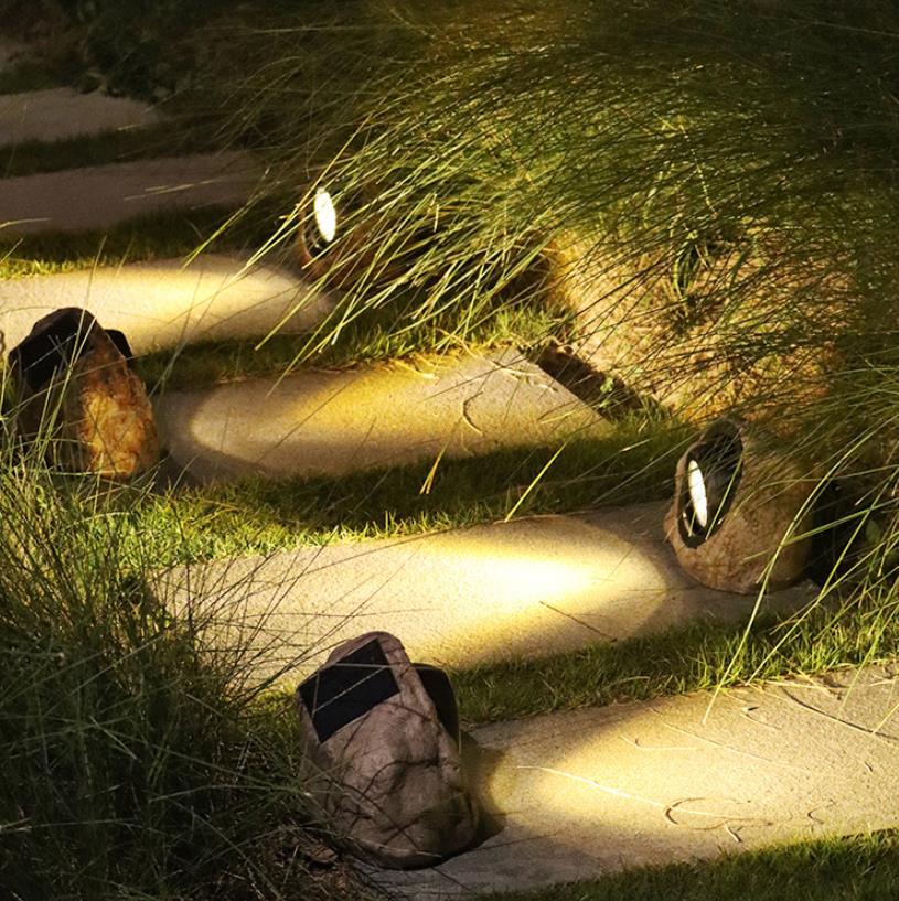 Solar Stone Light, Waterproof Resin Simulation Stone Light for Garden Lawn Path Landscape Spotlight