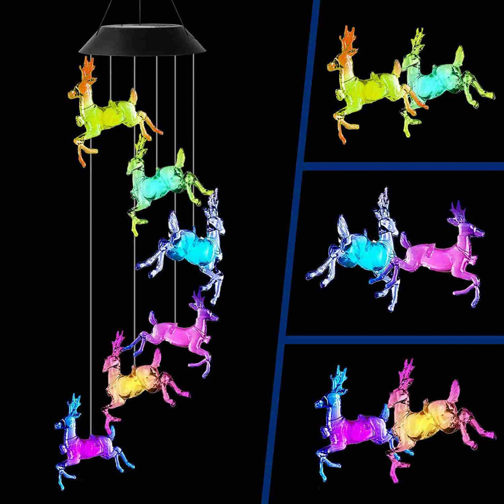 Solar Wind Chimes, Elk Solar Hanging Wind Chimes Lights for Patio Garden Windows Outdoor Decoration