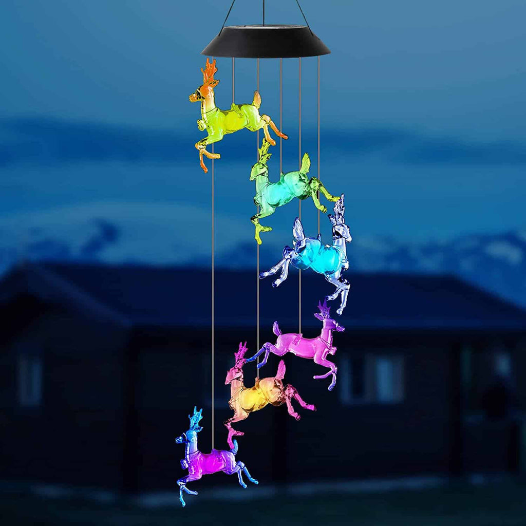 Solar Wind Chimes, Elk Solar Hanging Wind Chimes Lights for Patio Garden Windows Outdoor Decoration