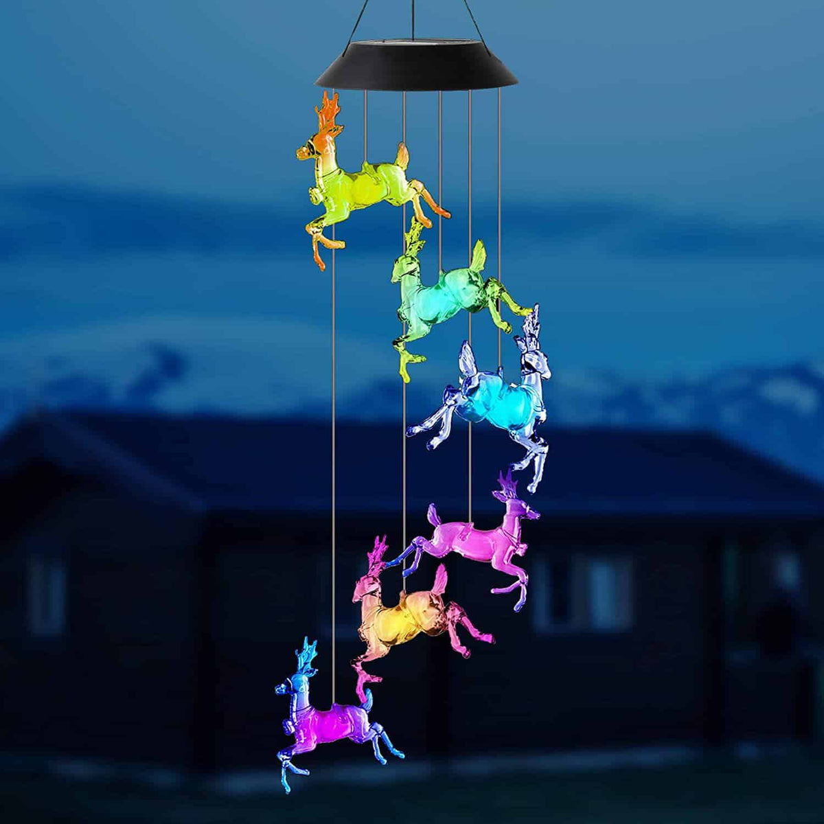 Solar Wind Chimes, Elk Solar Hanging Wind Chimes Lights for Patio Garden Windows Outdoor Decoration