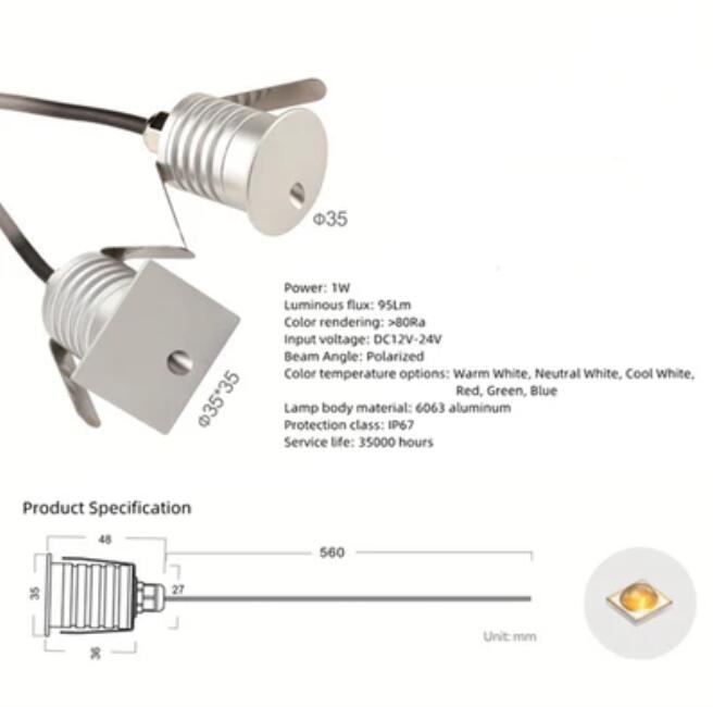 8PCS Pack 1W 12-24V DC IP67 LED Step Lights Round/Square Waterproof Dimmable Inground Light Made By 6063 Aluminum LED Wall Corner Light