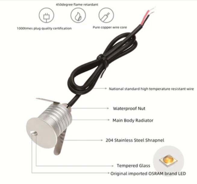 8PCS Pack 1W 12-24V DC IP67 LED Step Lights Round/Square Waterproof Dimmable Inground Light Made By 6063 Aluminum LED Wall Corner Light