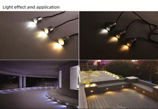 8PCS Pack 1W 12-24V DC IP67 LED Step Lights Round/Square Waterproof Dimmable Inground Light Made By 6063 Aluminum LED Wall Corner Light