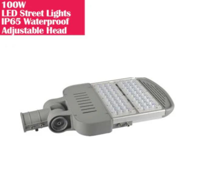 100W IP65 Waterproof Adjustable Head LED Street Lights Modular LED Pole Light Outdoor 120LM/W CRI80+ Pure White 6500K