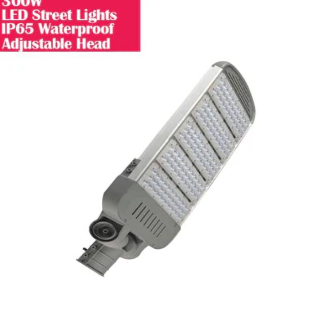 300W IP65 Waterproof Adjustable Head LED Street Lights Modular LED Pole Light Outdoor 120LM/W CRI80+ Pure White 6500K