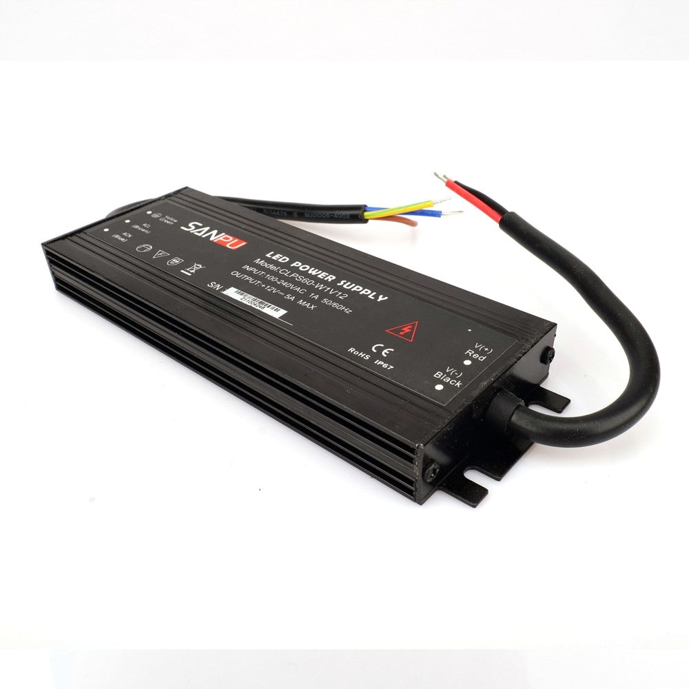 Super Slim Waterproof 12V 5A LED Power Supply 60 Watt LED Power Supplies Rain-proof For LED Strips LED Light