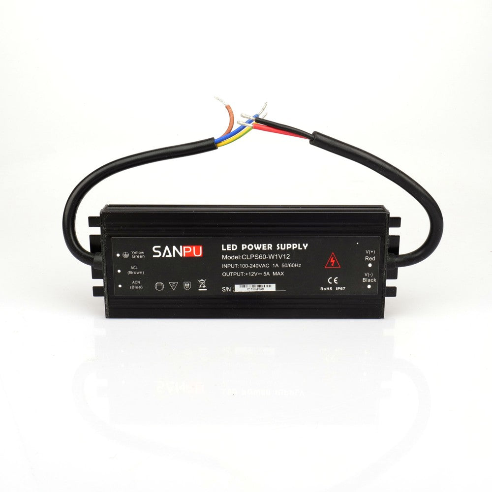 Super Slim Waterproof 12V 5A LED Power Supply 60 Watt LED Power Supplies Rain-proof For LED Strips LED Light