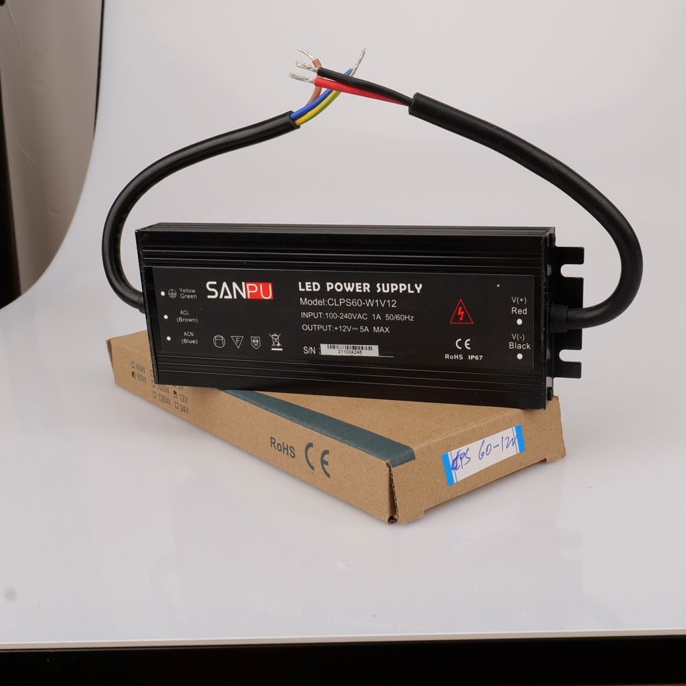 Super Slim Waterproof 12V 5A LED Power Supply 60 Watt LED Power Supplies Rain-proof For LED Strips LED Light