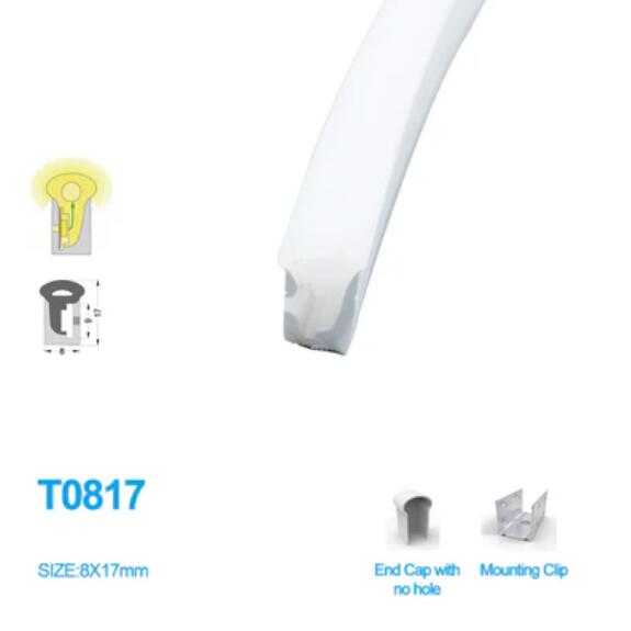 1M/5M/10M/20M Pack of T0817 LED Neon Light Housing Kit with End Caps and Mounting Clips, Flexible Neon Channel Fit for 8mm Wide LED Strip Lights