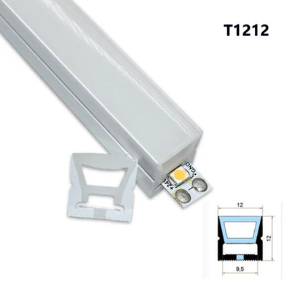 1M/5M/10M/20M Pack of T1212 LED Neon Light Housing Kit with End Caps and Mounting Clips, Flexible Neon Channel Fit for 8mm Wide LED Strip Lights