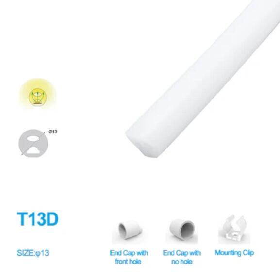 1M/5M/10M/20M Pack of T13D LED Neon Light Housing Kit with End Caps and Mounting Clips, Flexible Neon Channel Fit for 5mm Wide LED Strip Lights