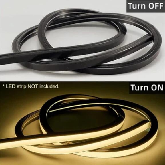 16.4FT(5Meters) 16*16mm 120° Top Emitting IP67 Waterproof Flexible Full Black Silicon LED NEON Tube Housing Fit for 10mm Wide LED Strip Light