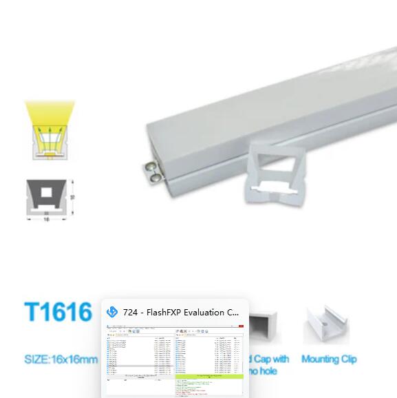 1M/5M/10M/20M Pack of T1616 One Face Emitting LED Neon Light Housing Kit with End Caps and Mounting Clips, Flexible Neon Channel Fit for 10/12 Wide LED Strip Lights