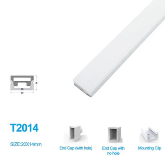 1M/5M/10M Pack of T2014 LED Neon Light Housing Kit with End Caps and Mounting Clips, Flexible Neon Channel Fit for 12mm Wide LED Strip Lights