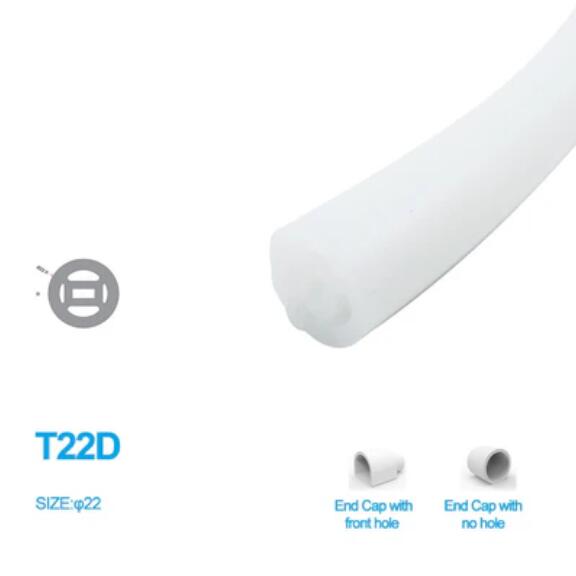 1M/5M/10M Pack of T22D LED Neon Light Housing Kit with End Caps and Mounting Clips, Flexible Neon Channel Fit for 6mm Wide LED Strip Lights