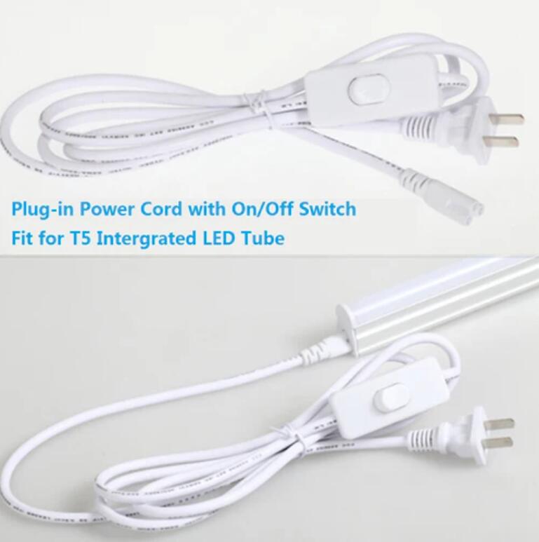 Plug-in Power Plug Cord 6Feet with On/Off Switch On Fit for T5 Integrated LED Tube Light