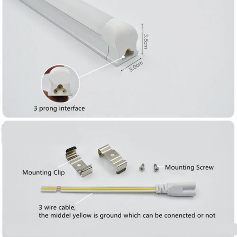 10Pcs Pack 2FT/3FT/4FT/5FT Line Voltage 110/220V AC T8 LED Tube Light w/ Milky White Cover