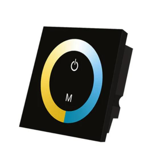 12V-24V DC TM07 Wall Panel Touchable Color Ring LED Controller for Dual White Color Temperature Adjustable LED Strips