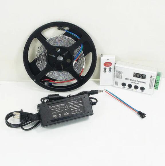 TM1914 Addressable Dream Color LED Light Strip, 12VDC 16.4Ft/5M 5050 RGB Pixel LED Strip Kit with 60LEDs /Mtr