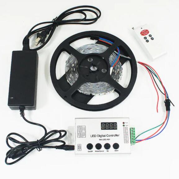 TM1914 Addressable Dream Color LED Light Strip, 12VDC 16.4Ft/5M 5050 RGB Pixel LED Strip Kit with 60LEDs /Mtr