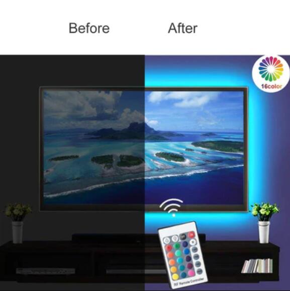 5V 3M/9.9ft LED TV Backlights USB Powered Bias Lighting Kit with RF Remote (16 Colors and 4 Dynamic Modes) for HDTV/PC Monitor/Home Theater