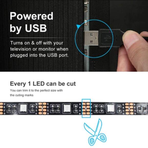 5V 3M/9.9ft LED TV Backlights USB Powered Bias Lighting Kit with RF Remote (16 Colors and 4 Dynamic Modes) for HDTV/PC Monitor/Home Theater